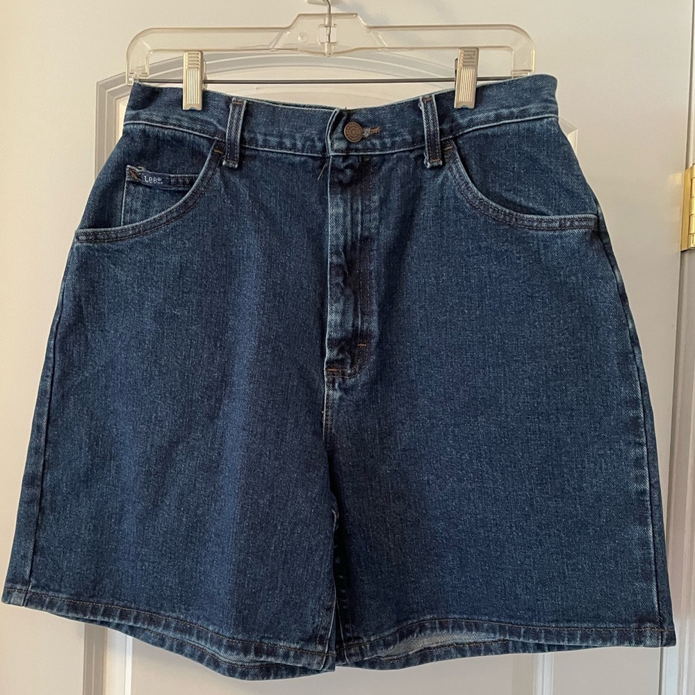 Lee Stone Blue Denim High-Rise Shorts